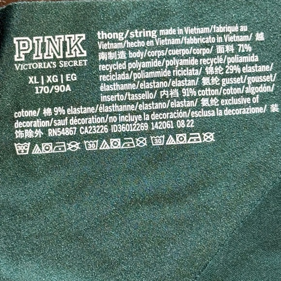 Victoria’s Secret PINK Gingerbread Graphic Thong Panty Green XL  NWT - Picture 3 of 3